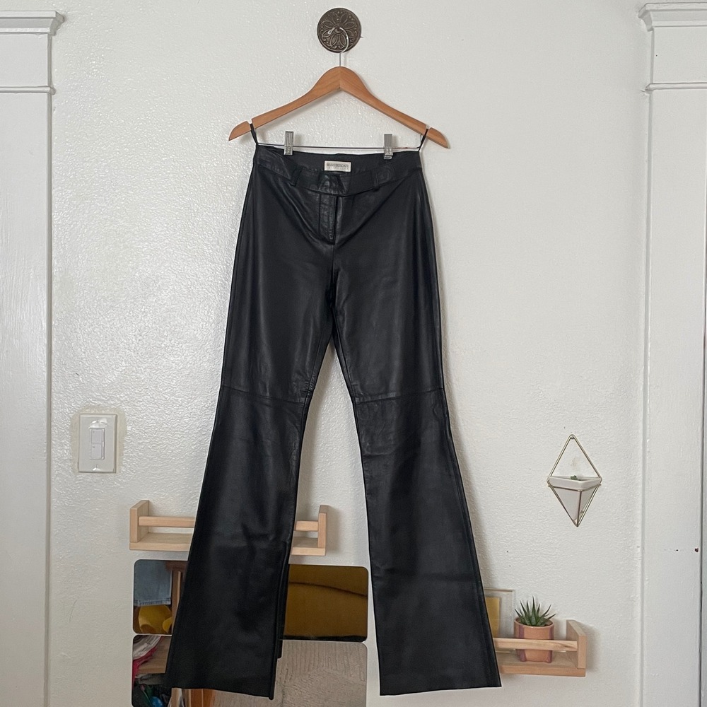 Hugo Buscati Collection Black Genuine Leather Pants Tall Size 4 142209